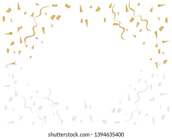 celebration background with gold confetti. Gold glitter confetti flying vector background