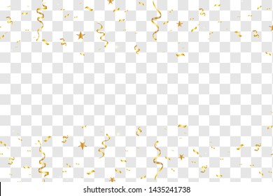 celebration background with gold confetti. Gold glitter confetti flying vector background