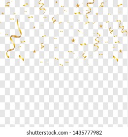 celebration background with gold confetti. Gold glitter confetti flying vector background