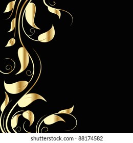 Celebration background. Gold floral border