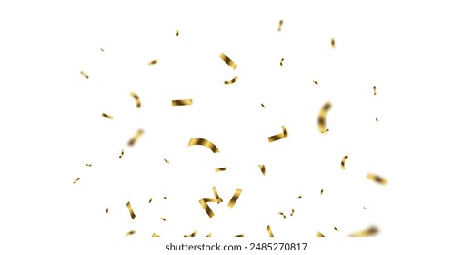 Celebration background with gold zigzag confetti falling, vector illustration