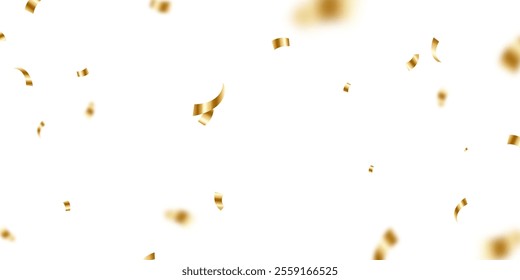 Celebration background with gold zigzag confetti falling, vector illustration