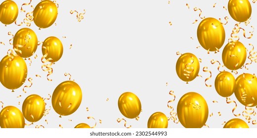 celebration background with golden balloons and confetti. vector illustration