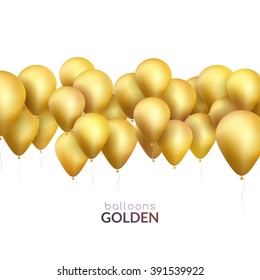 Celebration background with golden balloons. Vector banner for party invitation