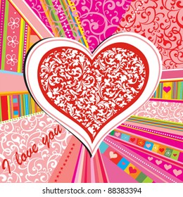 Celebration background with heart. Valentin`s Day card. Vector illustration
