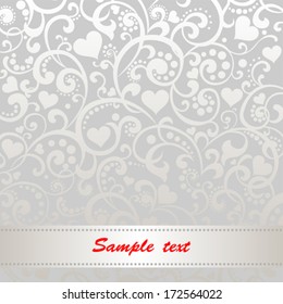 Celebration background with hearts, ribbon and place for your text. Vector Illustration 