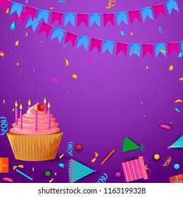 Celebration background for Holiday and Events with confetti and decoration in vector