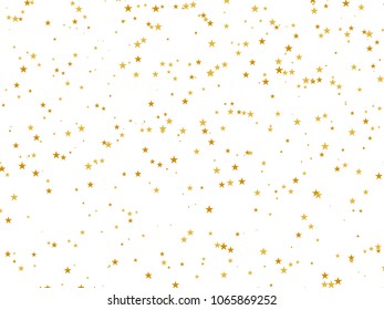 Celebration Background With Many Falling Golden Star Confetti. Vector