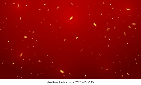 Celebration Background With Many Falling Golden Tiny Confetti. Chinese New Year. Vector Illustration