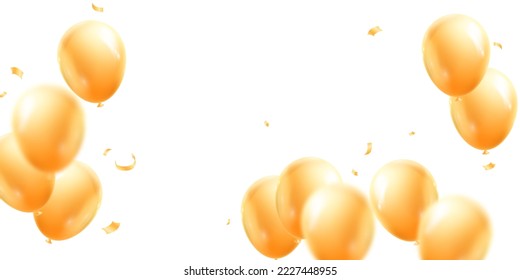 fondo de celebración con globos de helio 3d naranja con ilustración vectorial abstracta