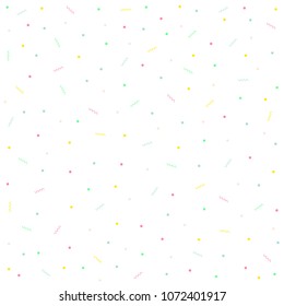 Celebration background with pastel colored dots and streamers. Vector illustration 