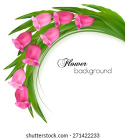 Celebration background with pink flowers. Vector.
