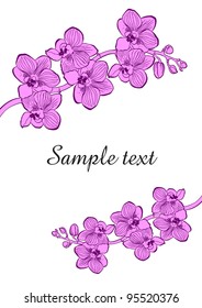 Celebration background with  pink orchid branch and place for your text. Vector illustration