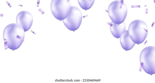 Fondo de la celebración con globos morados para la fiesta Diseño virtual de un globo 3D.