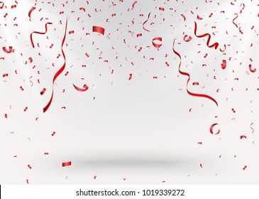 Celebration Background With Red Confetti
