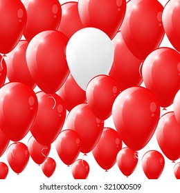 Celebration background with red and white balloons, Vector illustration