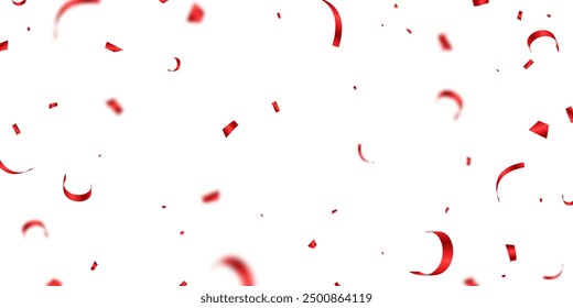 Celebration background with red zigzag confetti falling, vector illustration