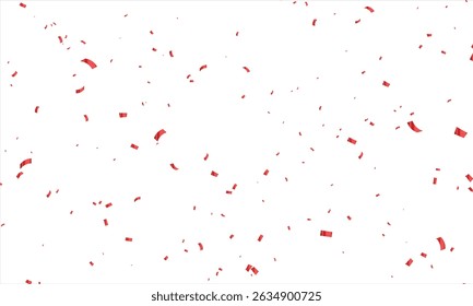 Celebration background with red zigzag confetti falling, vector illustration, Red confetti, falling paper ribbons isolated on white background. Birthday party decoration, Birthday, Holiday, New Year