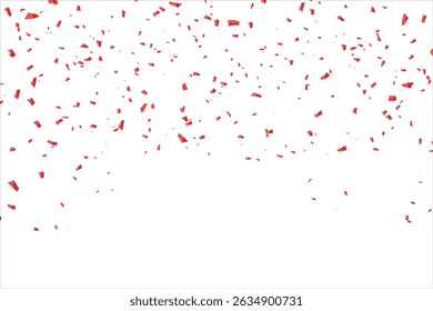 Celebration background with red zigzag confetti falling, vector illustration, Red confetti, falling paper ribbons isolated on white background. Birthday party decoration, Birthday, Holiday, New Year