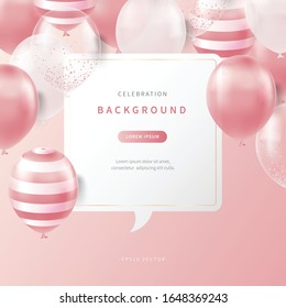 celebration background with soft colored realistic balloons. special day design for web page, book, editorial, printing, banner, event, promotion. lovely party concept banner. vector design of eps 10.