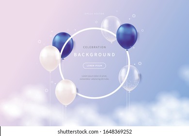 celebration background with soft colored realistic balloons. special day design for web page, book, editorial, printing, banner, event, promotion. lovely party concept banner. vector design of eps 10.