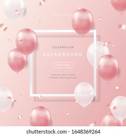 celebration background with soft colored realistic balloons. special day design for web page, book, editorial, printing, banner, event, promotion. lovely party concept banner. vector design of eps 10.