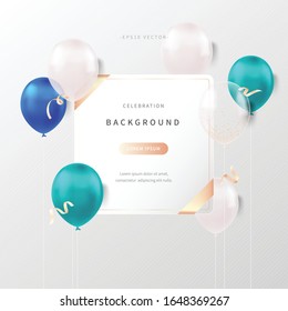 celebration background with soft colored realistic balloons. special day design for web page, book, editorial, printing, banner, event, promotion. lovely party concept banner. vector design of eps 10.