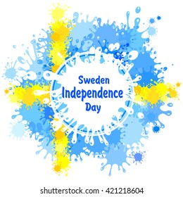 Celebration background for  Sweden Independence Day with text, colorful blots and place for your text. vector illustration 