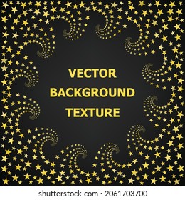 Celebration Background With Swirls And Golden Stars On Dark Background