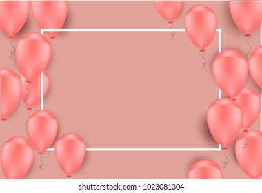 Celebration background template with balloons, confetti on transparent background. Vector illustration.