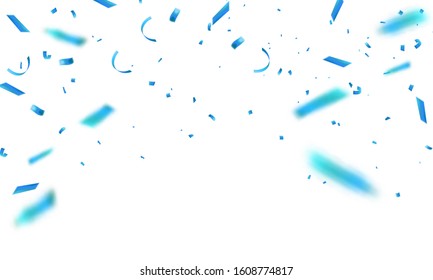 Celebration background template with blue confetti ribbons frame. luxury greeting rich card.