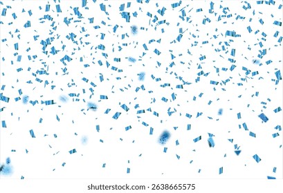 Celebration background template with blue confetti vector illustration. Great for a birthday party or an event celebration invitation or decoration, carnival ribbons. Luxury greeting card.
