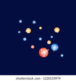 Celebration background template with Christmas balls. New Year Vector Background for Brochure, Cover. Vector Holiday Texture.
