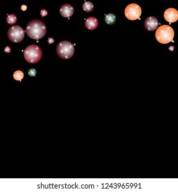 Celebration background template with Christmas balls. New Year Vector Background for Brochure, Cover. Vector Holiday Texture.