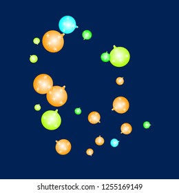 Celebration background template with Christmas balls. New Year Vector Background for Brochure, Cover. Vector Holiday Texture.
