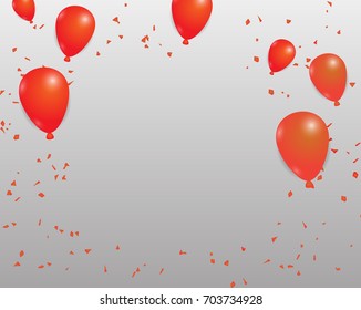 Celebration background template: Colorful balloons, Confetti and ribbons,vector illustration.