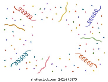 Celebration background template of Colorful confetti and ribbons. Vector illustration. Blank is text spaces.