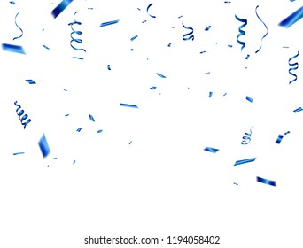 Celebration background template with confetti and blue ribbons. luxury greeting rich card.