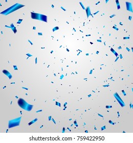 Celebration background template with confetti blue ribbons. Australia Day