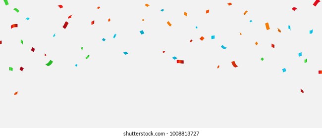 Celebration background template with confetti and Colorful ribbons. Vector illustration
