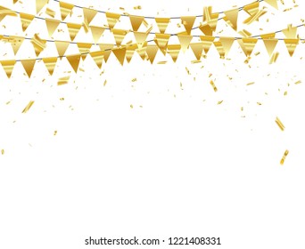 Celebration background template with confetti Colorful ribbons. luxury greeting rich card.