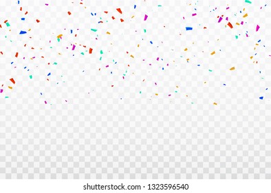 Celebration background template with confetti Colorful ribbons frame. luxury greeting rich card.