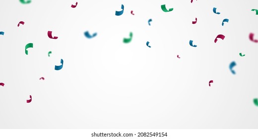 Celebration background template with confetti and colorful ribbons.