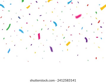 Celebration background template with confetti Colorful ribbons. birthday, party, holiday, Celebration, anniversary, gift, confetti, decoration, vector, illustration