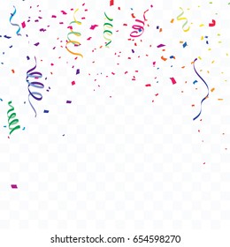 Celebration Background Template Confetti Colorful Ribbons Stock Vector ...