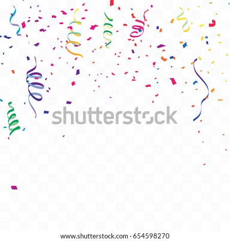 celebration background template confetti colorful ribbons stock