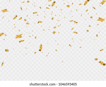 Celebration background template with confetti and gold ribbons.