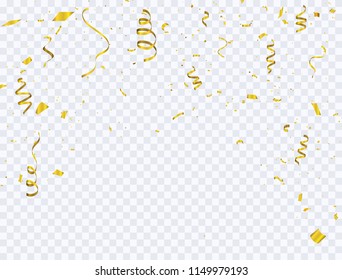 Celebration background template with confetti and gold ribbons. luxury greeting rich card.