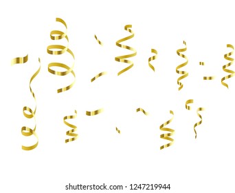 Celebration background template with confetti and gold ribbons set. luxury greeting rich card.