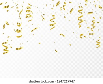 Celebration background template with confetti and gold ribbons set. luxury greeting rich card.